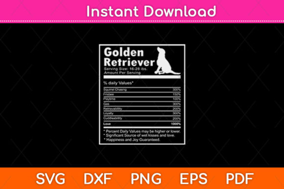 Golden Retriever Nutrition Facts Embroidery Design