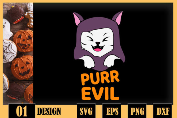Halloween Funny Cat Purr Evil Spooky