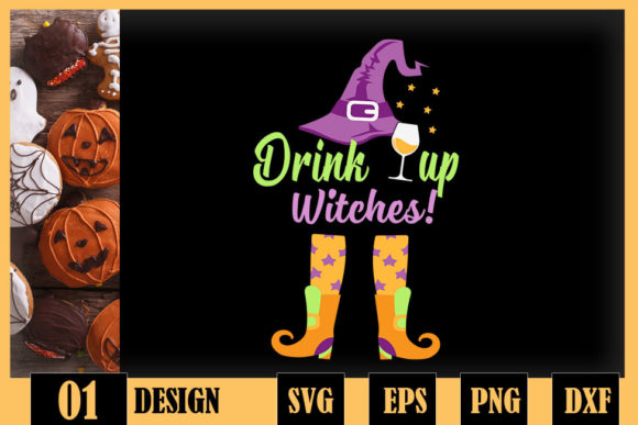 Halloween Funny Drink Up Witches Graphics for Crafts