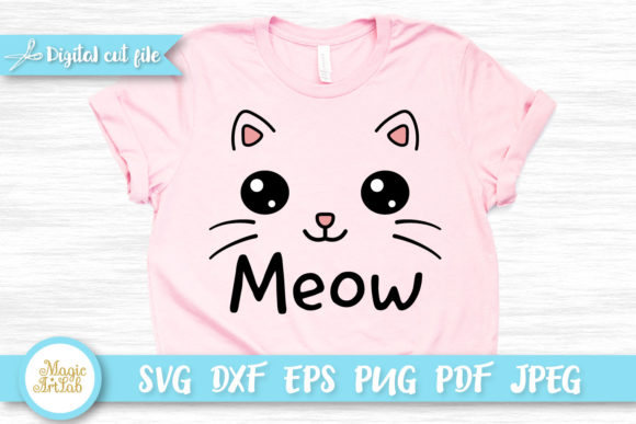 Meow Cat T-shirt Design SVG for Graphics and Crafts